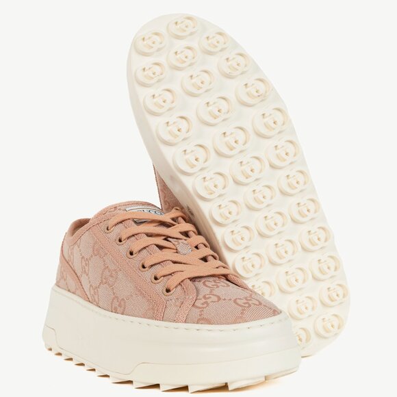 Gucci Pink New Canvas GG Monogram Platform Sneakers - Picture 4 of 11